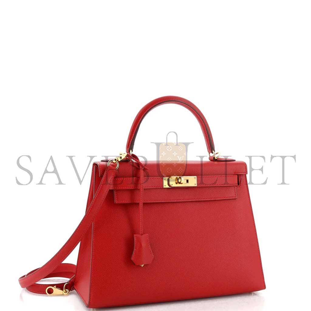 H**mes master kelly handbag rouge vif epsom with gold hardware 28 (28*22*10cm)